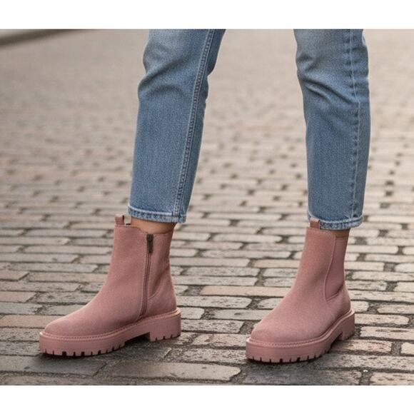 Sam Edelman Laguna Chelsea Leather Boot Pink UK 4 USA 6.5 LUG Hiking Camping - Picture 1 of 10